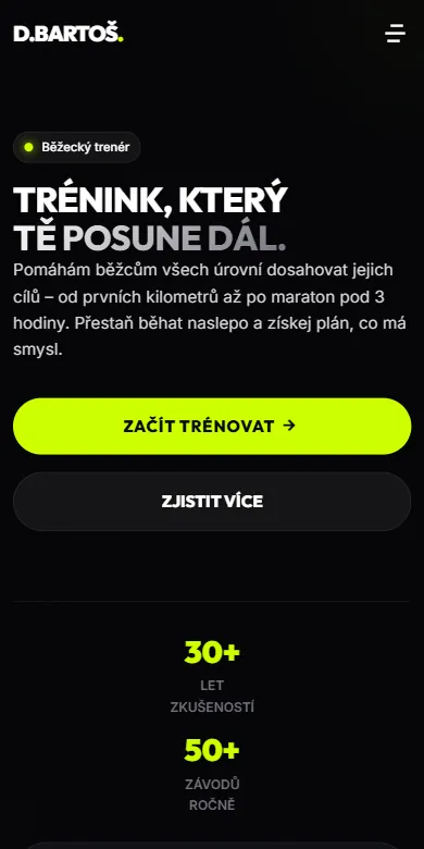 Web Dušana Bartoše na mobilu